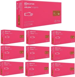 Mercator Rękawice Nitrylowe 100 szt. Nitrylex Magenta - 10 szt. (XL 9-10)