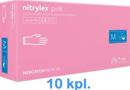 Mercator Rękawice Nitrylowe 100 sztuk / Różowe / Nitrylex Pink - 10 szt. (M 7-8)