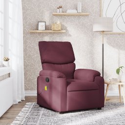 vidaXL vidaXL Rozkładany fotel masujący, fioletowy, obity tkaniną