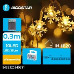 Lampki choinkowe Aigostar Lampki choinkowe 10 LED śnieżynka na 3 baterie AA ciepła Lampki choinkowe 10 LED śnieżynka na 3 baterie AA ciepła