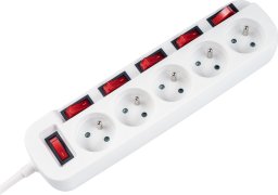 Rebel Przedłużacz sieciowy Rebel z 6 wyłacznikami  5 gniazd - 3m