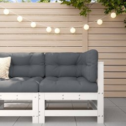 vidaXL Ogrodowa sofa narożna, biała, lite drewno sosnowe