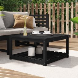 vidaXL Stolik ogrodowy, czarny, 82,5x82,5x45 cm, lite drewno sosnowe