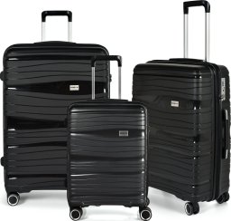 Stickn Kuffertsæt RW Travel Alfrida sort 20”/24”/28” PP-plast med TSA-lås