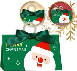 eCarla Pudełko PREZENTOWE ozdobne zielone, MERRY CHRISTMAS z kokardą 17x10x8,5 cm OPO37