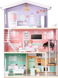 Ecotoys Duży domek drewniany dla lalek z ruchomą windą ECOTOYS