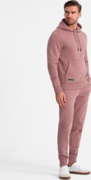 Ombre Męski komplet bawełniany dresowy BASIC bluza kangurka + joggery  ciemnoróżowy V4 Z85 XXL