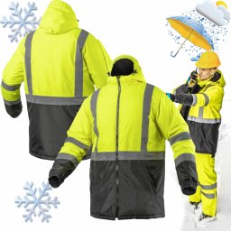 Kurtka męska Högert Technik Kurtka Robocza Ostrzegawcza Ocieplana Zimowa Wodoodporna Leda Żółta 3Xl Hogert Technik Ht5K330-3Xl 5902801304965