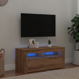 vidaXL Szafka pod TV z oświetleniem LED, dąb artisan, 90x35x40 cm