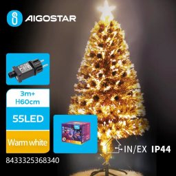 Aigostar Niskonapięciowa choinka światłowodowa 55 led wys. 60 cm, ciepła biel Niskonapięciowa choinka światłowodowa 55 led wys. 60 cm, ciepła biel