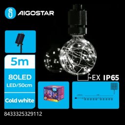  Aigostar  Solarna girlanda 10 kul Zimna biel 5m Solarna girlanda 10 kul Zimna biel 5m