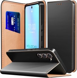 Hello Case Etui z Klapką do Samsung Galaxy S23 (Skórzane, Magnetyczne, Czarne, Kabura)