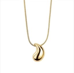 Upominkarnia Naszyjnik stal szlachetna pozłacana 14k złotem kropla 2 cm NST2120