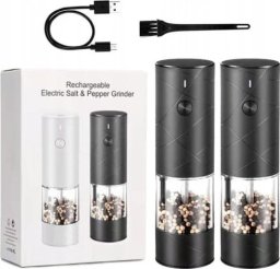Młynek do przypraw Mobilari Zestaw 2 x Młynek Elektryczny na SÓL PIEPRZ przyprawy Szczoteczka Wbudowany Akumulator HG222013