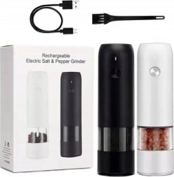 Młynek do przypraw Mobilari Zestaw Młynków Elektrycznych na SÓL PIEPRZ przyprawy Szczoteczka Wbudowany Akumulator HG222012