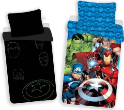 Jerry Fabrics AVENGERS SPIDERMAN HULK IRON MAN KAPITAN AMERYKA POŚCIEL ŚWIECĄCA 140X200