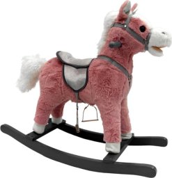 LeanToys Koń Na Biegunach 74 cm Dźwięki Różowy