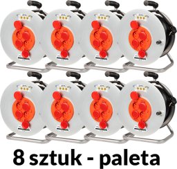 Przewód Blow 98-097# Przedłużacz sieciowy pr-61 4-gniazda z uziemieniem 50m bęben metalowy 3x2,5mm 8-pak