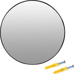 ModernHome Okrągłe lustro ścienne 60 cm wiszące nowoczesne czarna rama aluminium