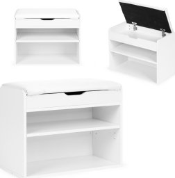 ModernHome Szafka na buty z otwieranym siedziskiem 2 półki biała