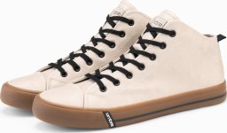 Ombre Kontrastowe męskie trampki z podwyższoną cholewką beżowe V6 OM-FOTH-0121 40