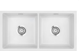 Zlewozmywak SYSTEMCERAM Systemceram Mera Twin U Satin, zlewozmywak ceramiczny, korek manualny