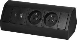 Orno Gniazdo meblowe 2x2P+Z, 2xUSB (typ A+C; 2,4A), czarne