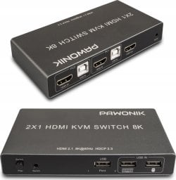 Konsola KVM Pawonik KONSOLA KVM HDMI 2.1 PRZEŁĄCZNIK SWITCH 4K 120HZ 8K 2 KOMPUTERY - 1 MONITOR