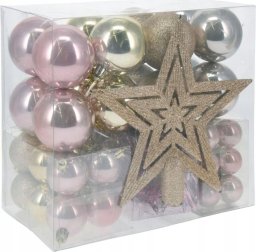 Christmas Gifts ZESTAW 54 ELEMENTY DO DEKORACJI BOMBKI CZUBEK CHAMPAGNE PINK