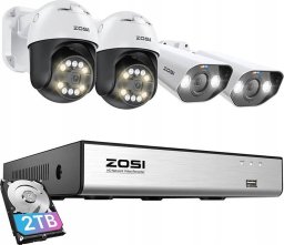 Kamera IP ZOSI Zestaw czterech kamer IP ZOSI C296 WiFi 5MP (2 szt.) i C182 WiFi 8MP (2 szt.) + nagrywarka + dysk HDD 2TB