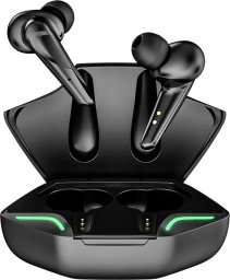 Słuchawki 4kom.pl Słuchawki bezprzewodowe Bluetooth 5.2 w etui powerbank dla graczy do gier gamingowe LED Czarne