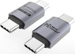 Adapter USB MicroConnect USB-C - USB-C Srebrny  (Premium USB4 Gen 3x2 USB-C)