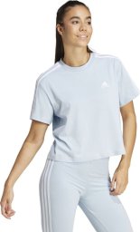 Adidas Koszulka damska adidas Essentials 3-Stripes Single Jersey Crop Top błękitna IS1568 M