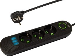 Blow 98-213# Przedłużacz sieciowy ps-320 3-gniazda 3xusb 2m czarny 2x1mm