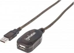 Kabel USB Manhattan USB-A - USB-A 15 m Czarny (152365)