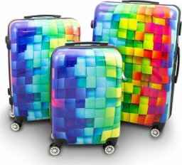 Berwin Komplet walizek podróżnych na kółkach CUBE 3szt SET kolorowe lekkie