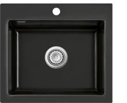 Zlewozmywak SYSTEMCERAM Systemceram Mera 57 Nero, Zlew ceramiczny, korek manualny