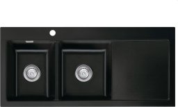 Zlewozmywak SYSTEMCERAM Mera Double Nigra, Zlewozmywak ceramiczny, korek manualny,