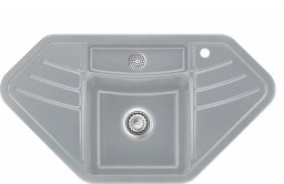 Zlewozmywak SYSTEMCERAM Systemceram Vega ECK Titan, Zlewozmywak ceramiczny narożny, korek manualny,
