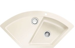 Zlewozmywak SYSTEMCERAM Systemceram Mera ECK Magnolia, Zlewozmywak ceramiczny narożny, korek manualny,