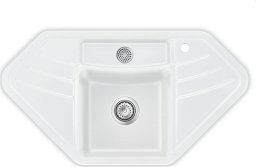 Zlewozmywak SYSTEMCERAM Systemceram Vega ECK Polar, Zlewozmywak ceramiczny narożny, korek manualny,