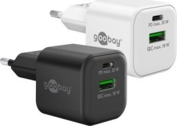Ładowarka Goobay Podwójna szybka ładowarka USB-C PD GaN (20 W) czarny - Wersja kolorystyczna czarny