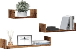 vidaXL vidaXL Półki ścienne, 3 szt., stare drewno, materiał drewnopochodny
