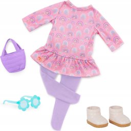 OUR GENERATION outfit set with rainbow printed dress, BD30520