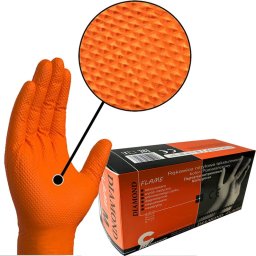 Consorte Rękawice Gumowe L Nitrylowe Teksturowane Diament Pomarańcz Diamond 100 Szt Consorte Remedorange L 5901832517214
