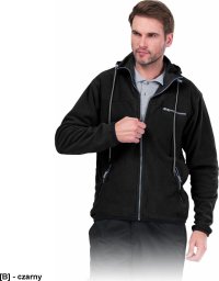 Reis POLAR-HOOD - bluza polarowa miła w dotyku kaptur ściągany sznureczkiem zapinana na suwak 100% poliester, 290 g/m2 - czarny 12XL