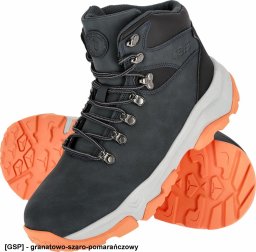 Buty trekkingowe męskie Reis BALPINE - Lekkie i wygodne trzewiki męskie wykonane z PU ze wstawkami z PVC podeszwa wykonana z phylonu oraz - granatowo-szaro-pomarańczowy 46