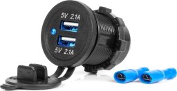 Ładowarka AMiO Ładowarka samochodowa z gniazdami usb wodoodporna 4.2a 2xusb 12v 24v amio-04217