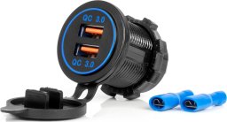 Ładowarka AMiO Ładowarka samochodowa z gniazdami usb wodoodporna 2xusb qc3.0 12v 24v amio-04218
