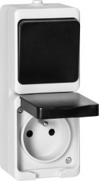 Orno Łącznik jednobiegunowy + Gniazdo 2P+Z AQUATIC MINI IP54 biało-czarne